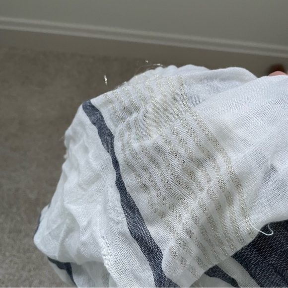 H&M Women’s Blue Striped Cotton Scarf - Picture 8 of 13